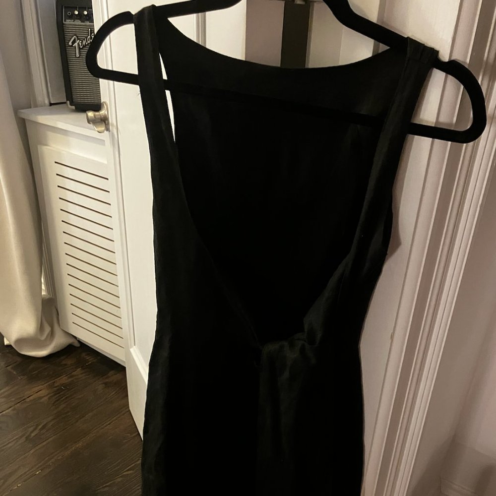 SIR the label boat neck open back tie back mini dress